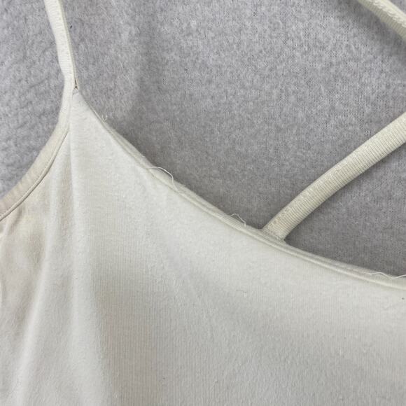EILEEN FISHER Tank Top XL Organic Cotton Jersey Cross Back Shelf Bra White USA - Picture 6 of 16